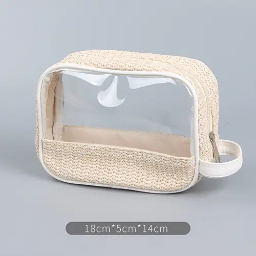 2026 New Arrival Custom Straw Travel Clear Pvc Best Toiletry Bag For Men